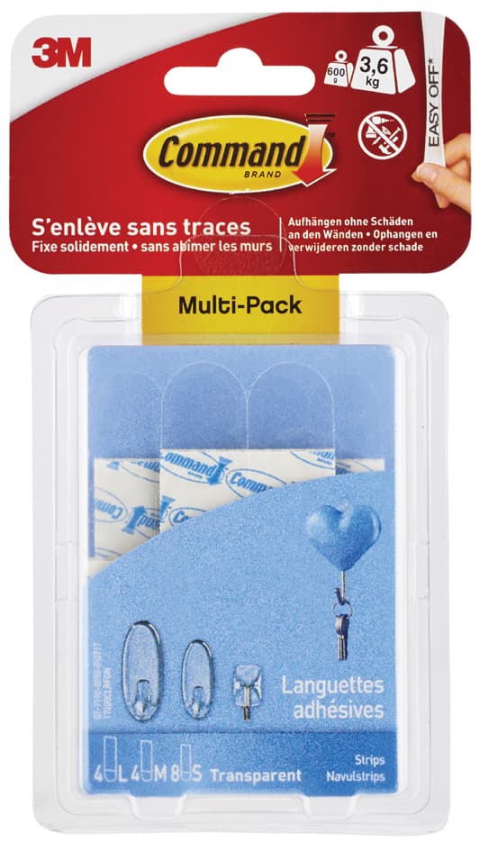 3m Command Nachfüllpackung Strips, Transparent, Sortiert