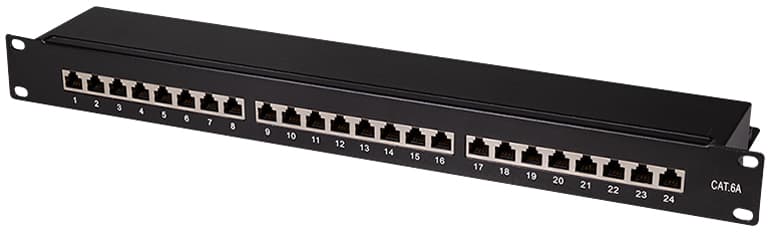 Logilink 19,  Patch Panel Kat.6a, 24 Port, Schwarz, 1he
