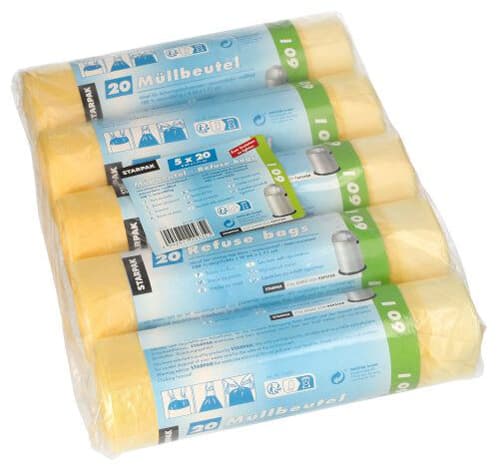 Starpak Mülleimerbeutel Hdpe, Mit Zugband, 30 Liter, Rot