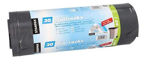 Starpak Müllsäcke Ldpe, 60 Liter, Schwarz