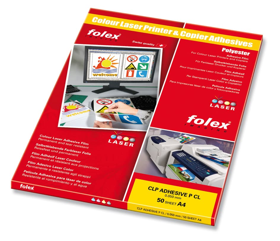Folex Color-Laserfolie, Din A4, Selbstklebend, Transparent