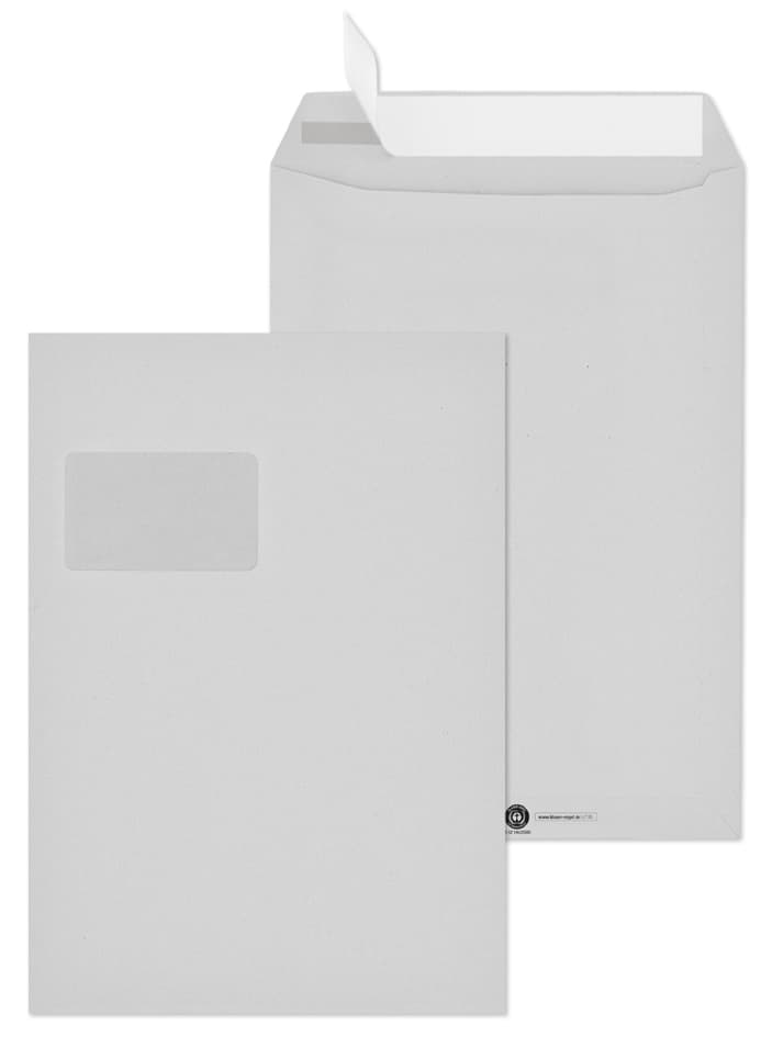 Mailmedia Versandtasche C4, Recycling Grau, Mit Fenster