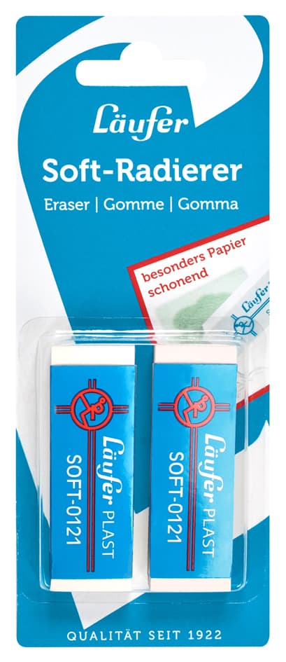 Läufer Kunststoff-Radierer Plast Soft, 2er Blisterkarte