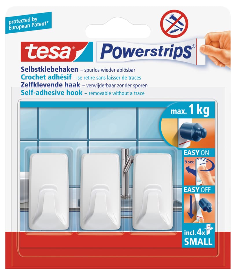 Tesa Powerstrips Haken Large Rechteck, Weiß