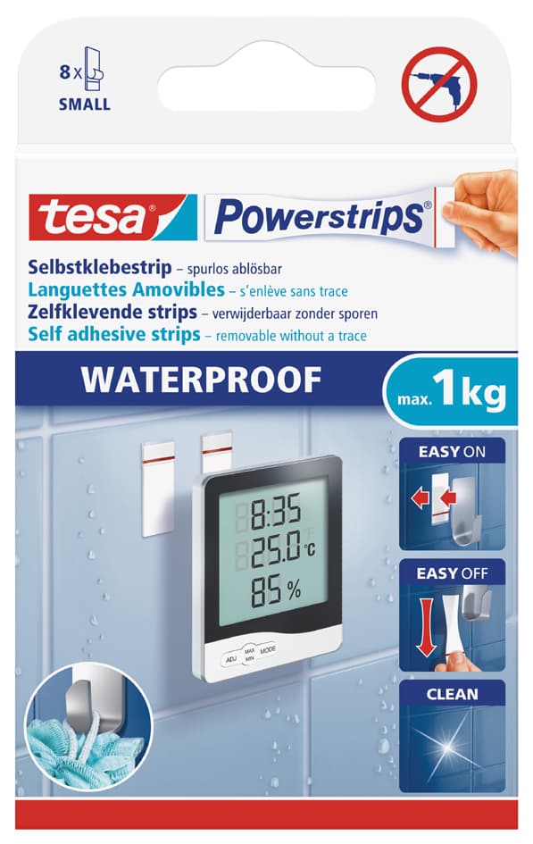 Tesa Powerstrips Klebepads Small Waterproof, Weiß
