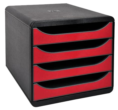 Exacompta Schubladenbox Big-Box, 4 Schübe, Karminrot