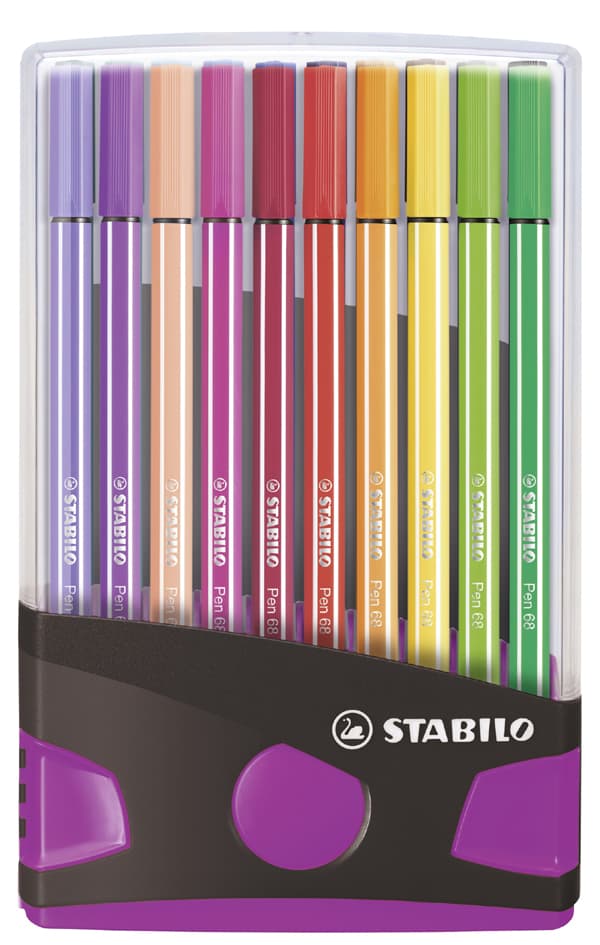 Stabilo Fasermaler Pen 68, 20er Colorparade, Grau/Pink