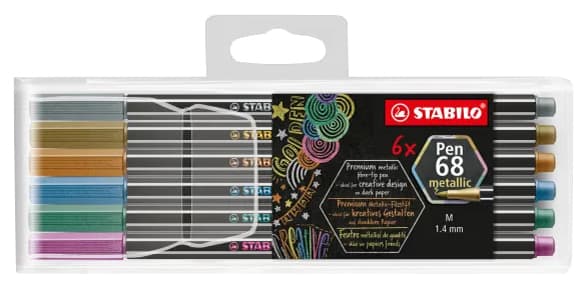 Stabilo Fasermaler Pen 68 Metallic, 6er Kunststoffetui