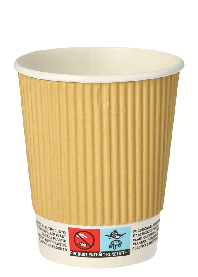 Papstar Papp-Trinkbecher , Pure,  Ripple Wall, 0,2 L, Beige