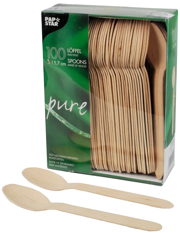 Papstar Holz-Löffel , Pure, , Länge: 157 Mm, 500er
