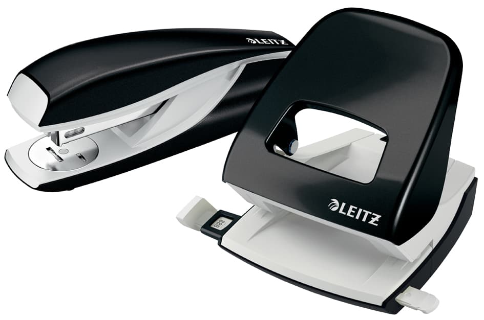 Leitz Heftgerät- & Locher-Set Nexxt Wow, Schwarz-Metallic
