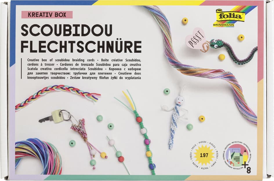 Folia Scoubidou Flechtschnüre-Bastelset, 197 Teile