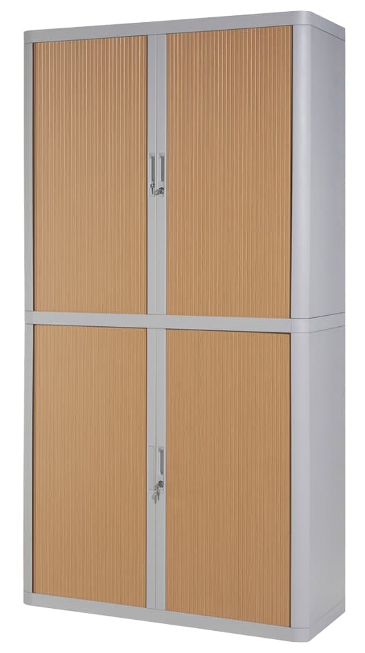 Paperflow Rollladenschrank Easyoffice, 4 Böden, Grau / Buche
