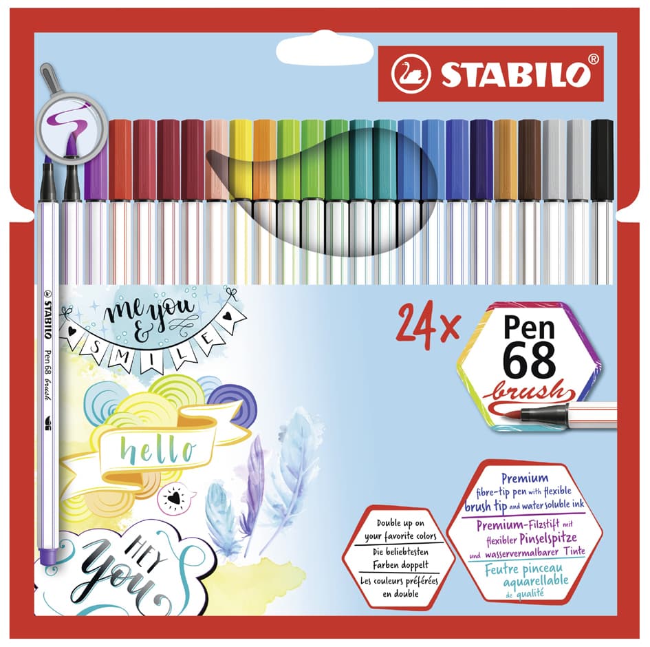 Stabilo Pinselstift Pen 68 Brush, 24er Kartonetui