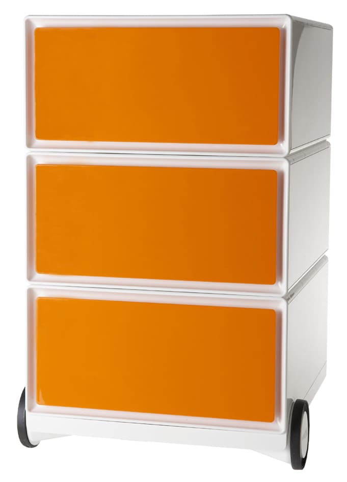 Paperflow Rollcontainer , Easybox, , 3 Schübe, Weiß / Orange