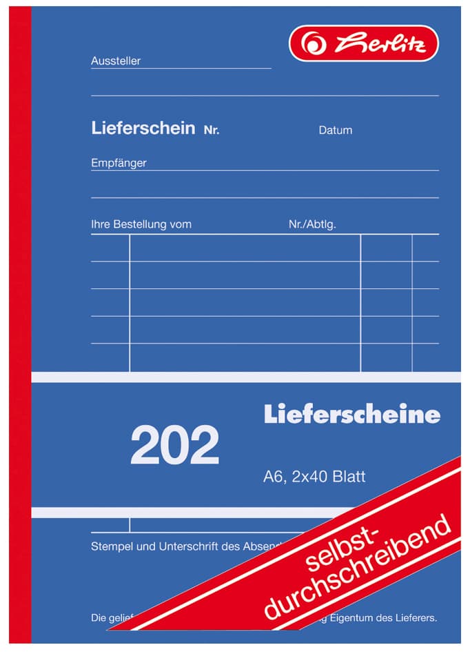 Herlitz Formularbuch , Liefer-/Empfangsschein 205, , Din A5