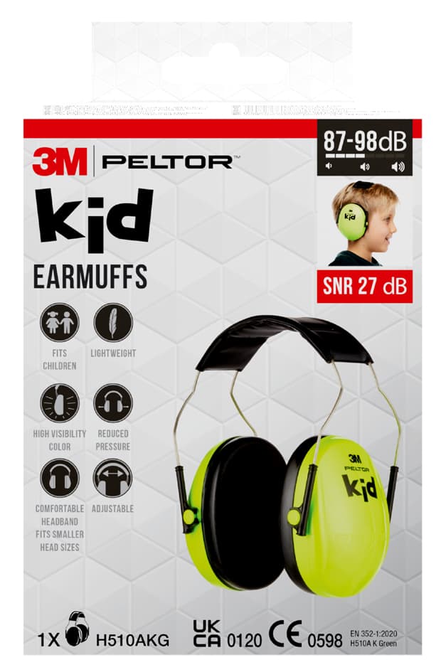3m Peltor Kid Kapsel-Gehörschutz H510, Neongrün / Schwarz