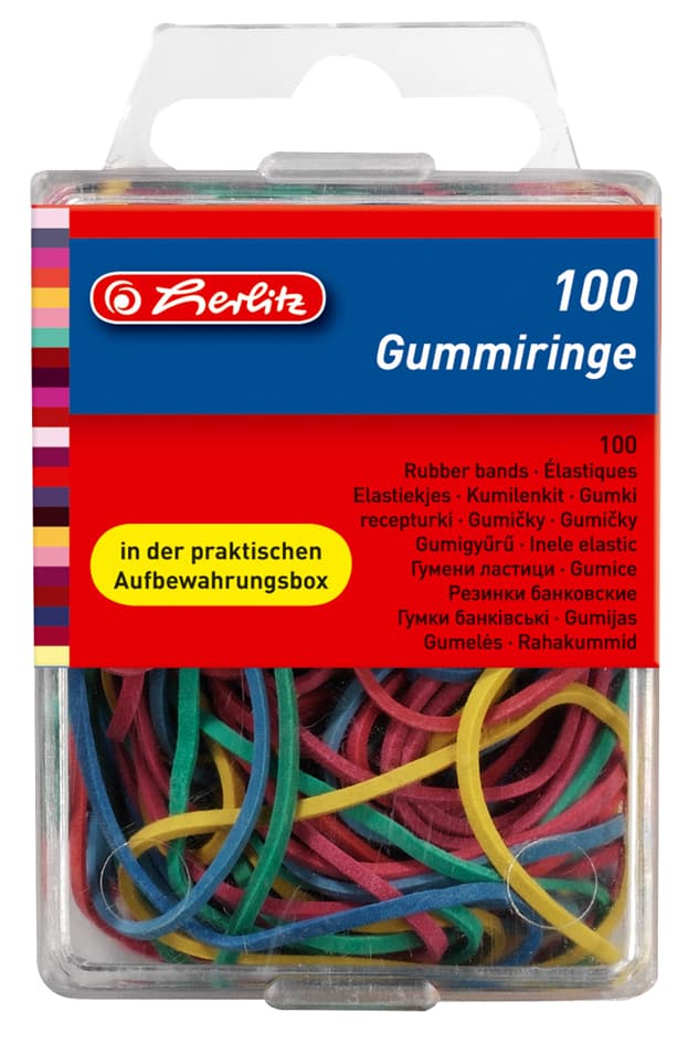 Herlitz Gummiringe, Farbig Sortiert, Größen-Mix
