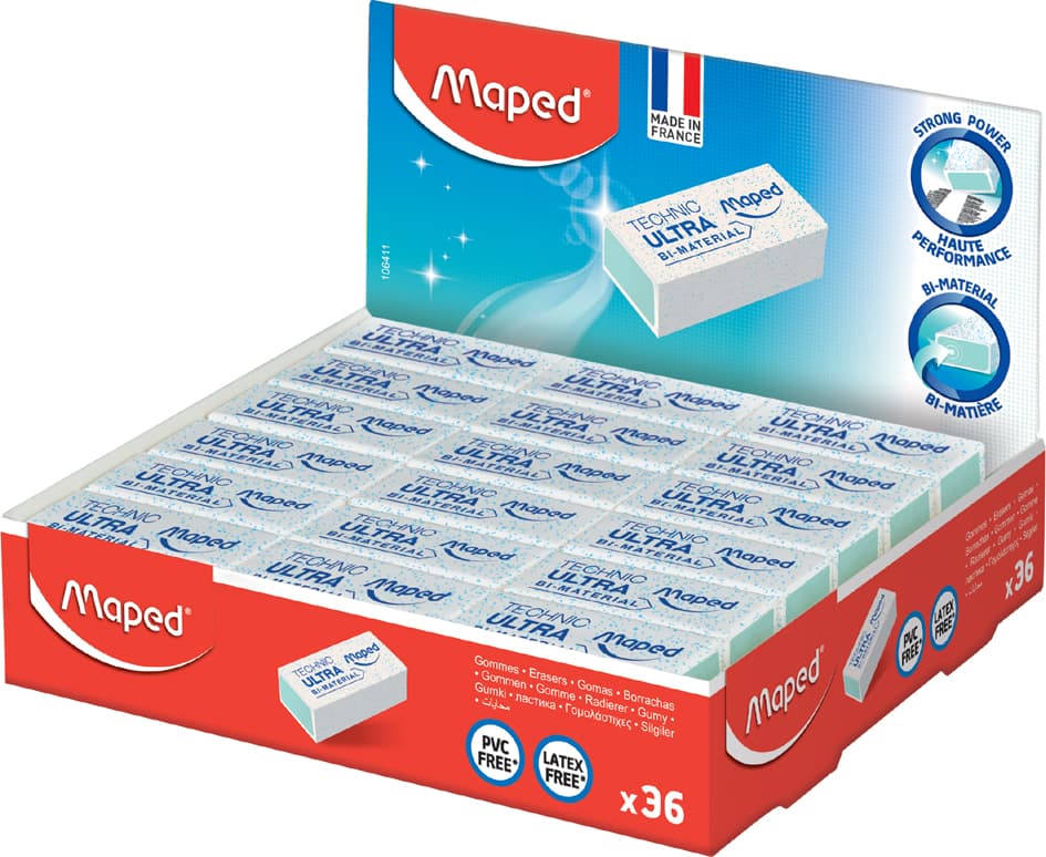 Maped Kunststoff-Radierer Technic Ultra Mini, 36er Display