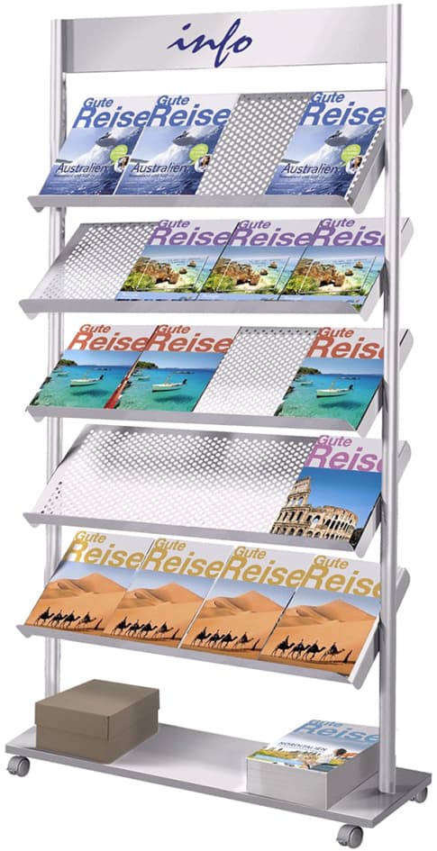 Kerkmann Prospektregal Rico, Für 12 X Din A4, Alusilber