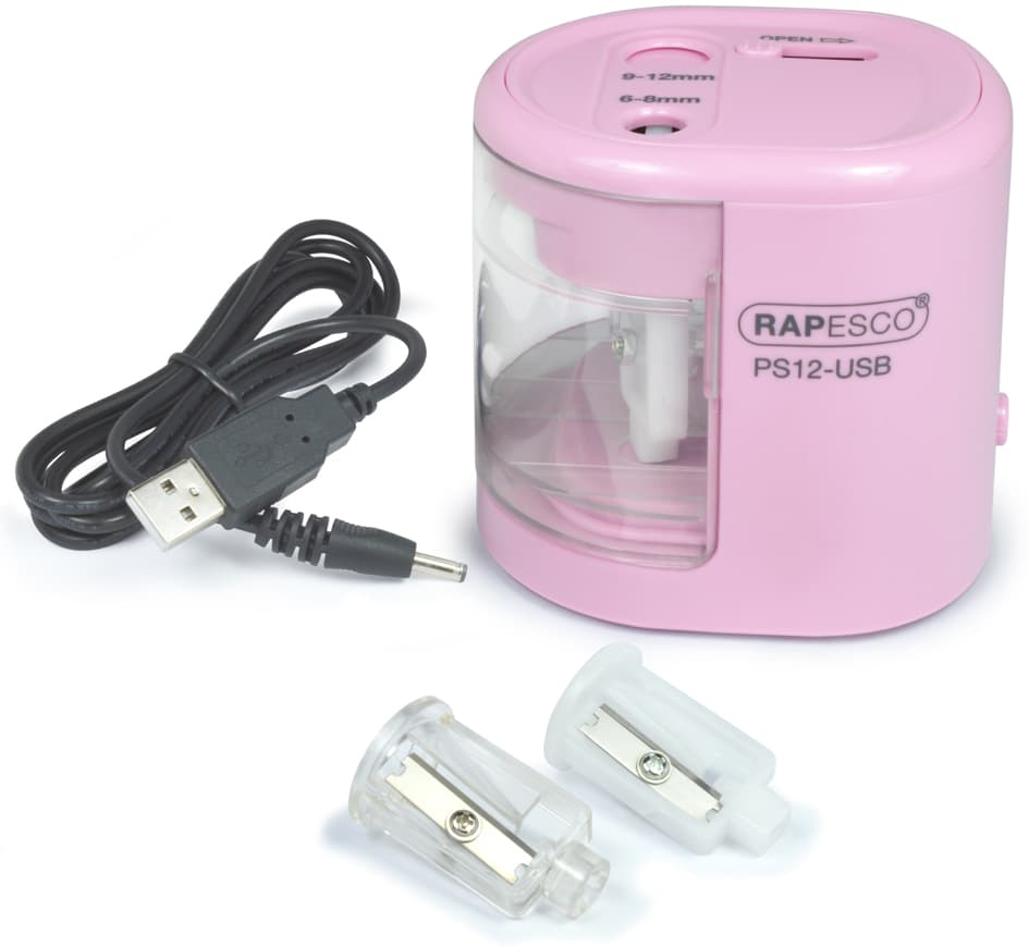 Rapesco Elektrischer Doppel-Spitzer Ps12-Usb, Rosa