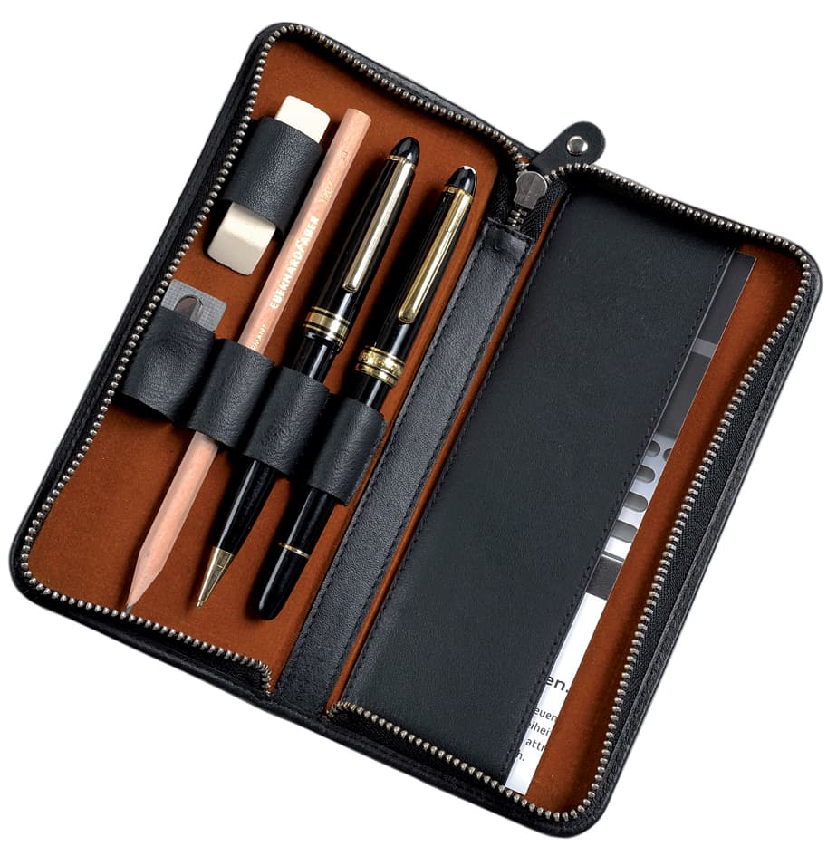 Alassio Schreibgeräte-Etui, Für 3 Schreibgeräte, Schwarz