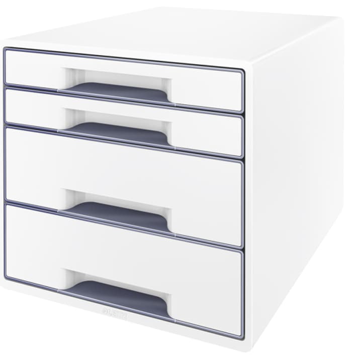 Leitz Schubladenbox Wow Cube, 4 Schübe, Perlweiß/Grau