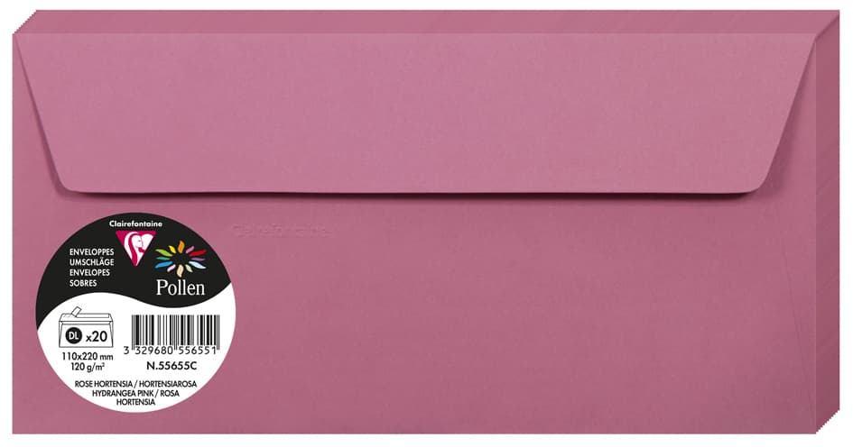 Pollen By Clairefontaine Briefumschlag Dl, Hortensie Pink