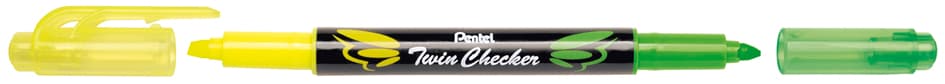 Pentel Textmarker , Twin Checker, , 2 Spitzen, Gelb/Grün