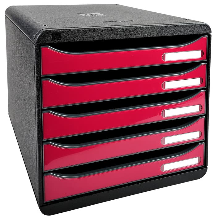 Exacompta Schubladenbox Big-Box Plus, 5 Schübe, Himbeer