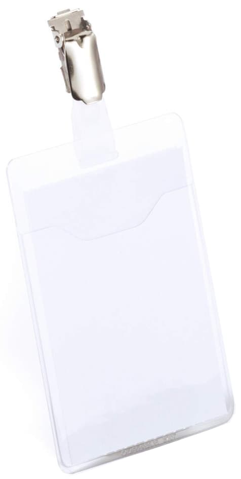 Durable Namensschild, Hochformat, Mit Clip, Transparent