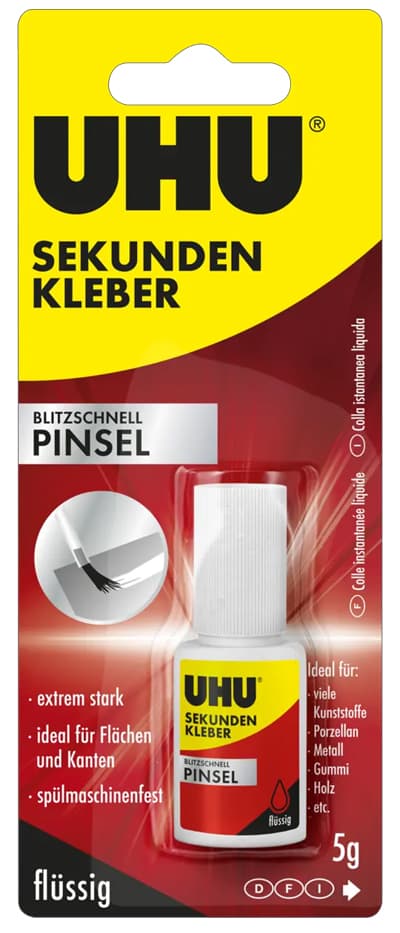 Uhu Sekundenkleber Pinsel, 5 G Flasche, Blister