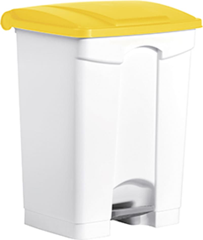 Helit Tret-Abfalleimer , The Step, , 70 Liter, Weiß/Gelb