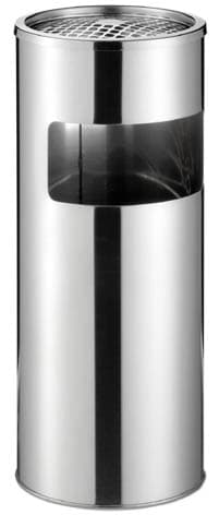 Durable Papierkorb Edelstahl, Mit Ascher, Metallic Silber