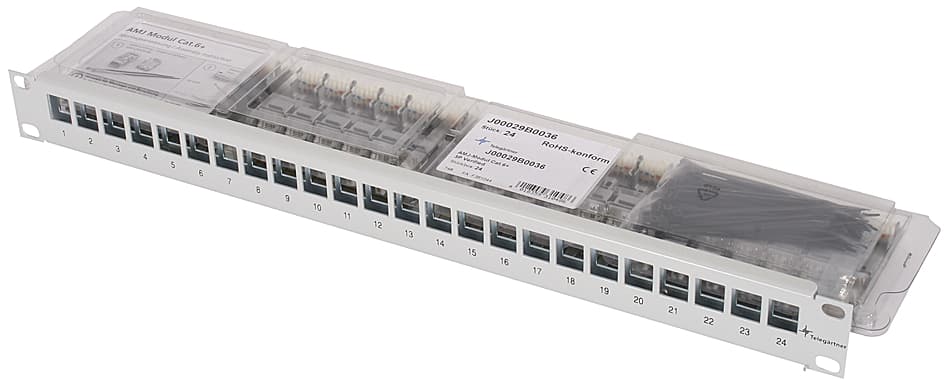 Telegärtner 19,  Modulträger Mit 24 X Amj-Modulen Kat.6a Tief
