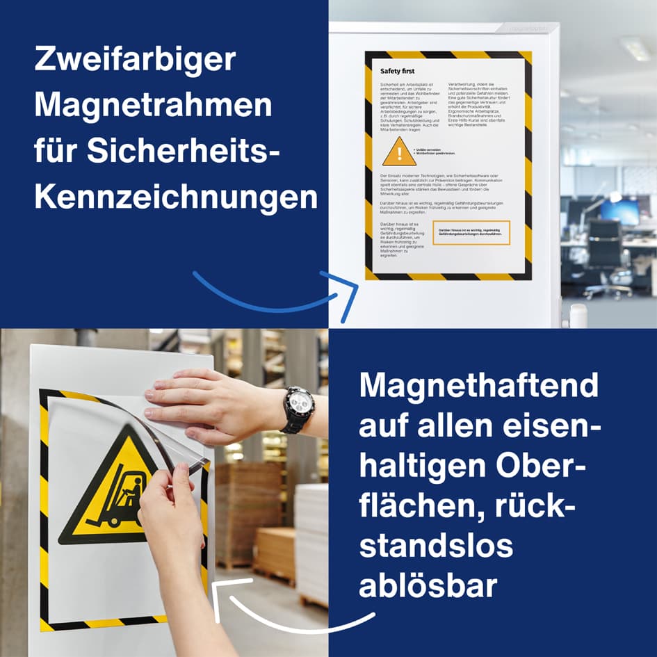 Magnetoplan Magnetrahmen Magnetofix Safety, A4, Rot/Weiß