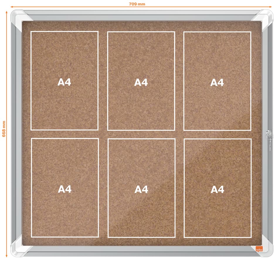 Nobo Schaukasten Premium Plus, Kork-Rückwand, 6 X Din A4