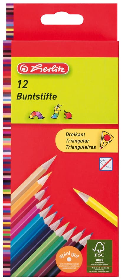Herlitz Dreikant-Buntstifte, 24er Karton-Etui