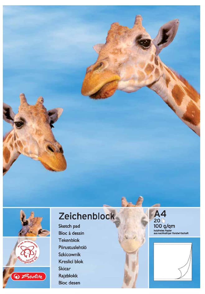 Herlitz Zeichenblock Din A4, 100 G/Qm, 25 Blatt