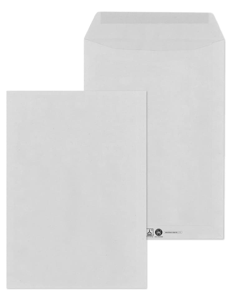 Mailmedia Versandtaschen C4 Naßklebend, Ohne Fenster, Grau