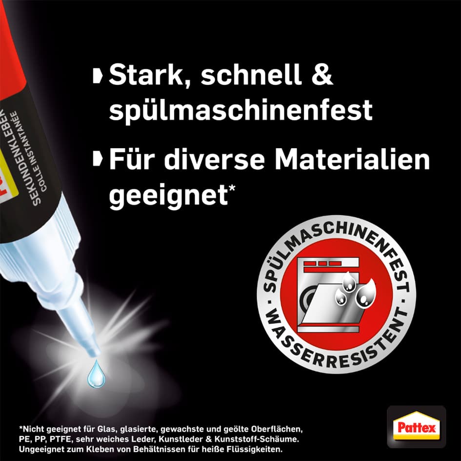 Pattex Sekundenkleber Mini Trio, 3 Tuben À 1 G
