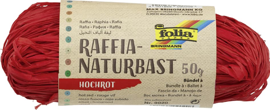 Folia Raffia-Naturbast, 50 G, Hochrot