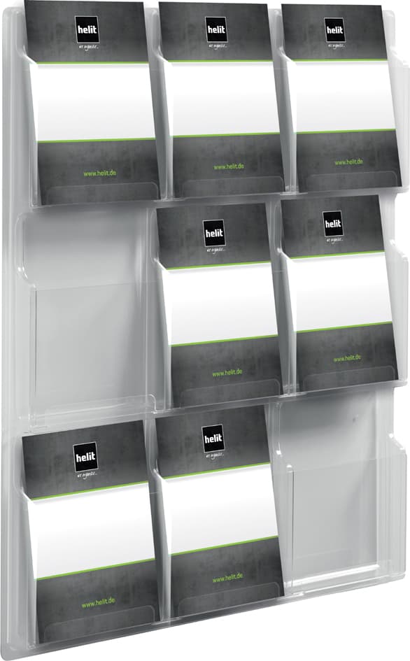 Helit Wanddisplay , The Clearly, , 9 X Din A4 Hoch, Glasklar