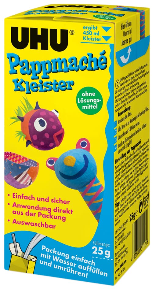 Uhu Pappmaché Kleister, Lösemittelfrei, Pulverform, 25 G