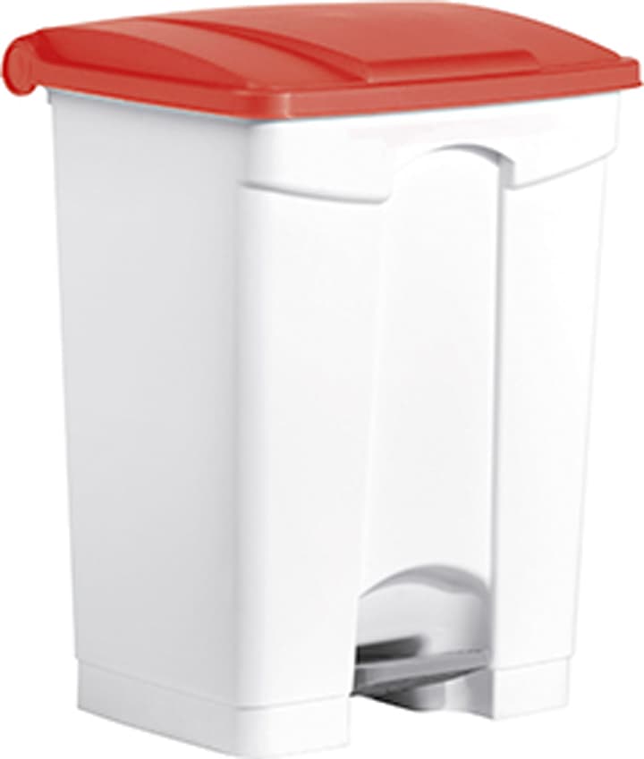 Helit Tret-Abfalleimer , The Step, , 70 Liter, Weiß/Rot