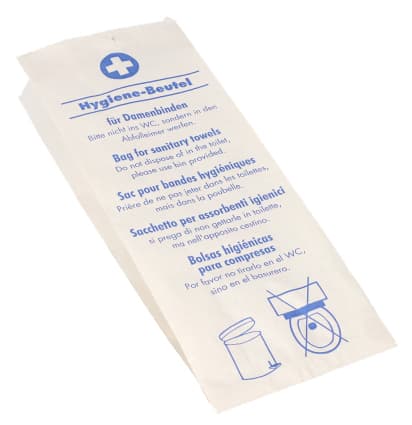 Papstar Papier-Hygienebeutel, Bedruckt, Weiß / Blau
