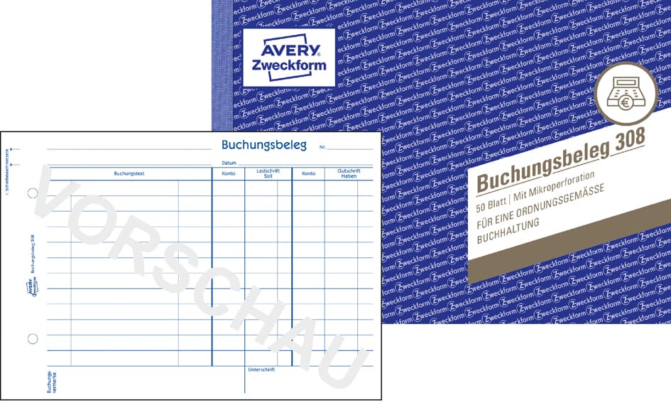 Avery Zweckform Formularbuch , Buchungsbeleg, , A5 Quer