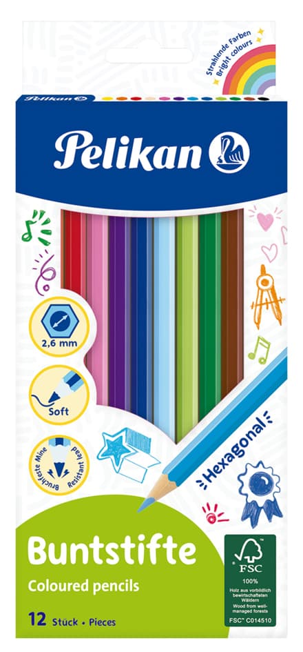 Pelikan Buntstifte Standard, Sechseckig, 12er Kartonetui