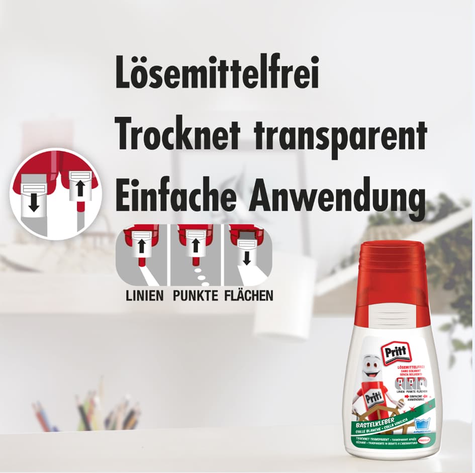 Pritt Bastelkleber, Lösemittelfrei, 50 G Flasche