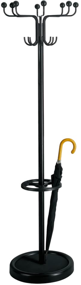 Kerkmann Garderobenständer Rondo, 8 Haken, Alusilber/Schwarz